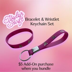 $5 Add-On 🆕Taylor Swift Pink Bracelet and Keychain Set
